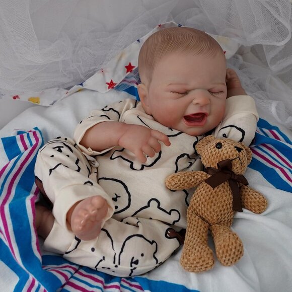 🆕17Inch Full Body Viny Newborn Baby Poseable Limbs Cute Boy Jason Reborn Baby - Picture 5 of 9